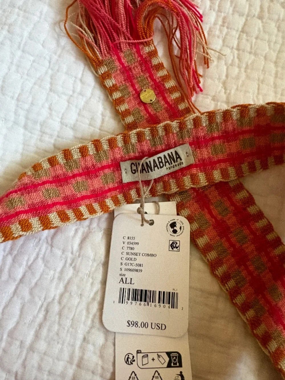 NWT $98 Free People Guanabana Wrap Belt O/S Sunset Combo